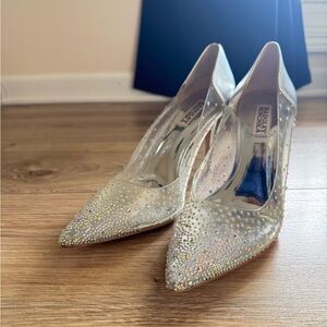 Badgley Mischka Clear Heels with Rhinestones